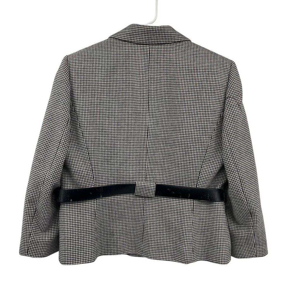 Tahari Houndstooth Suit Jacket Womens 12 Used Lined Belted Blazer - Picture 2 of 16
